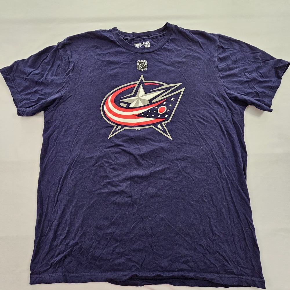 Columbus Blue Jackets Johnson #7 adidas Blue Short Sleeve Cotton T-Shirt Men's L